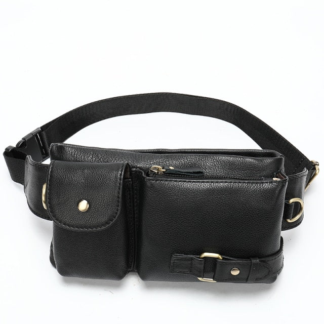 Genuine Leather Waist Packs Men Waist Bags Fanny Pack Belt Bag Phone Bags Travel Waist Pack