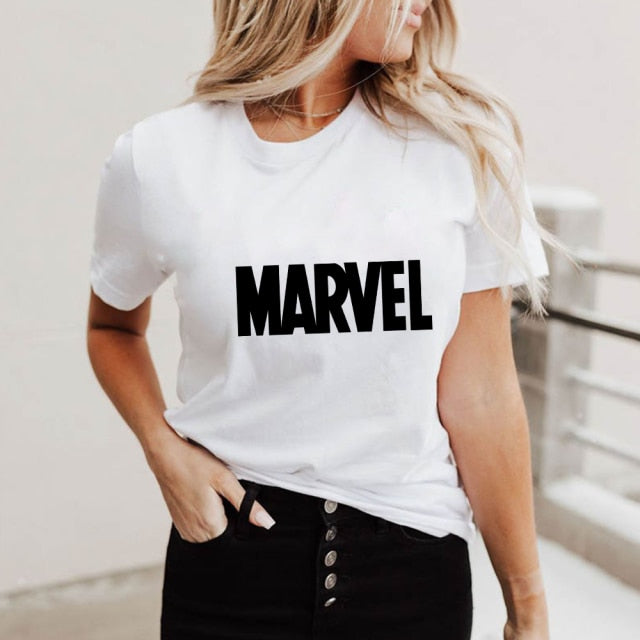 Spiderman Ironman Superhero Print Marvel T Shirts Summer Short Sleeve Avengers Flim Print Letter Print Disney T-Shirts Plus Size