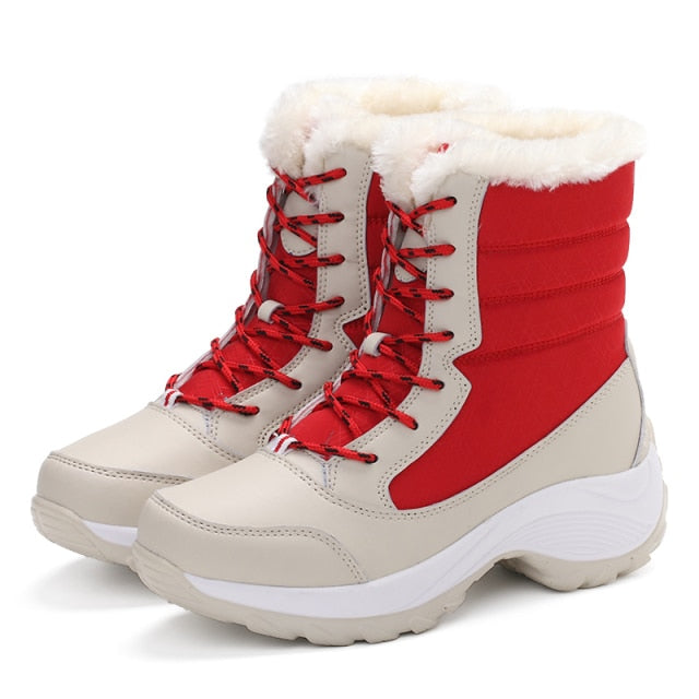 New Winter Women Boots High Quality Keep Warm Mid-Calf Snow Boots Women Lace-up Comfortable Ladies Boots Chaussures Femme