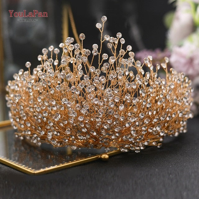 YouLaPan HP193P-S Bride Hair Jewelry Rhinestone Hair Accessories Hair Band Wedding Headwear Headband Crown Queen Brides Tiara