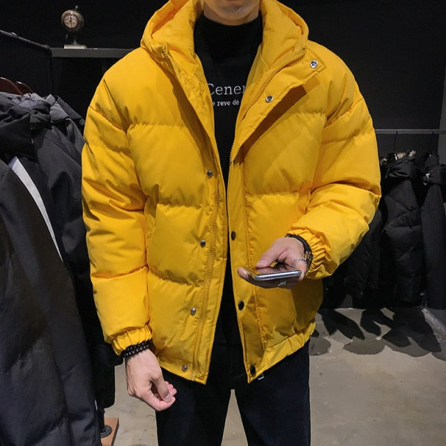 Winter New down Cotton-Padded Coat Thickened Men's Bread Coat Student Hooded Warm Jacket Trendy Men
