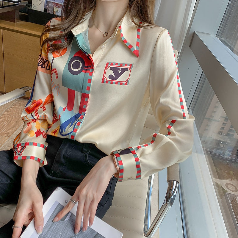 Fashion OL shirts Women's blouses  2021 Summer Spring casual loose long sleeve