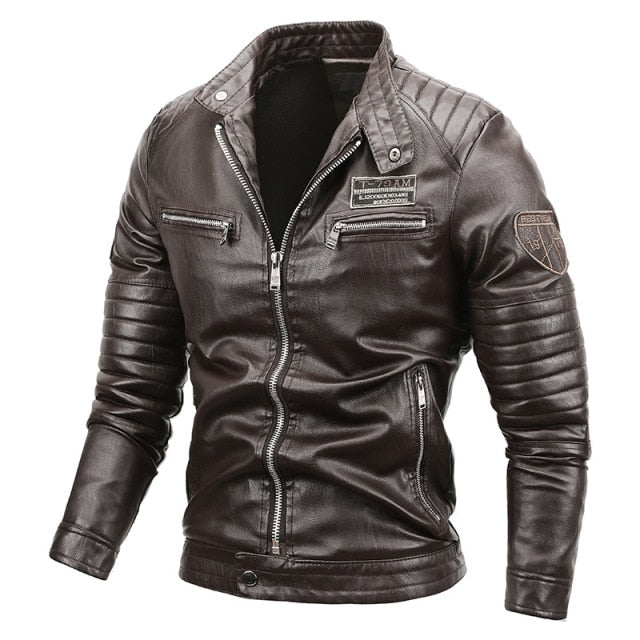 Men Faux Leather Jacket Motorcycle PU Leather Coats Mens Winter Autumn Fleece Warm Jackets Male Thick Windproof Outwear 2021 New