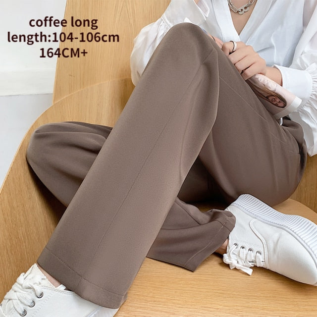 Casual High Waist Loose Wide Leg Pants for Women Spring Autumn New Female Floor-Length White Suits Pants Ladies Long Trousers