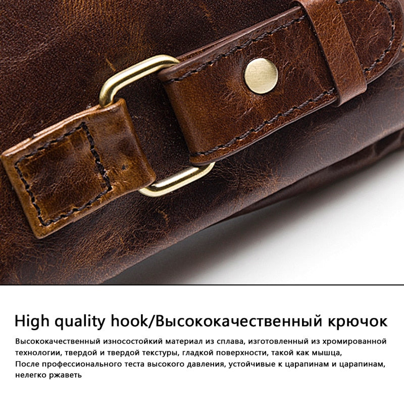 Genuine Leather Waist Packs Men Waist Bags Fanny Pack Belt Bag Phone Bags Travel Waist Pack