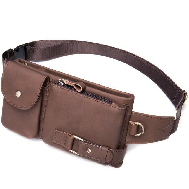 Genuine Leather Waist Packs Men Waist Bags Fanny Pack Belt Bag Phone Bags Travel Waist Pack