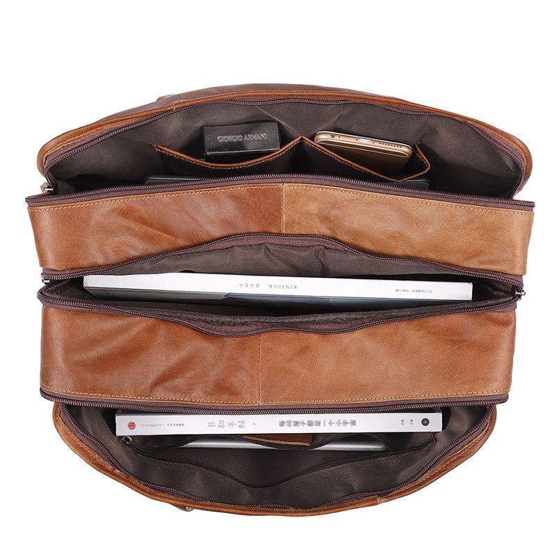 Leather Messenger Bag for Men Briefcase Travel Backpack Shoulder Bag For Men