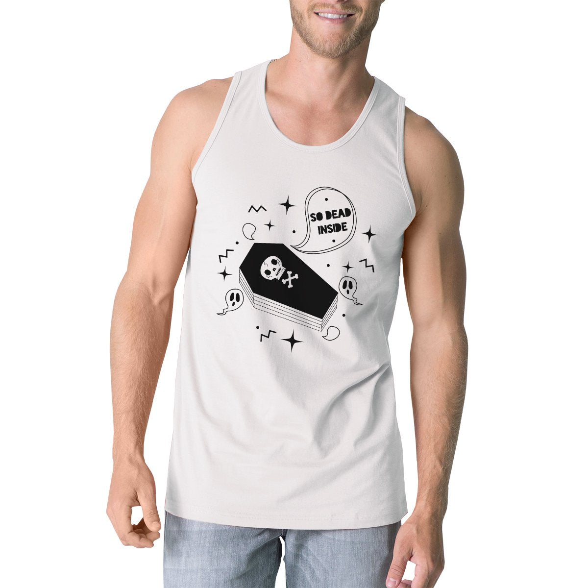 So Dead Inside Coffin Mens White Tank Top