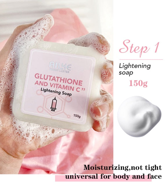 AILKE Whitening Remove Black Spots Facial Skin Care Lotion Moisturizing Cream Body Glutathion Vitamin C Black Skin Face New Set