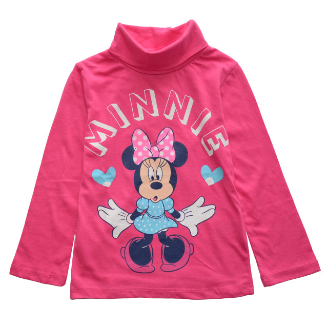 Disney Frozen Sofia Minnie Mouse Cotton For Girls Long Sleeved High Neck T Shirts Kids Singlets Caton Girls Winter Undershirt
