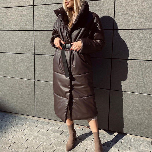 Malina Winter Parkas Women Fashion Straight Loose Coats Women Elegant Pockets Long Cotton Jackets Female Ladies JM