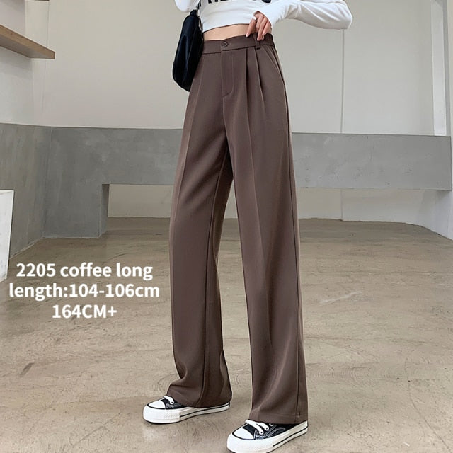 Casual High Waist Loose Wide Leg Pants for Women Spring Autumn New Female Floor-Length White Suits Pants Ladies Long Trousers