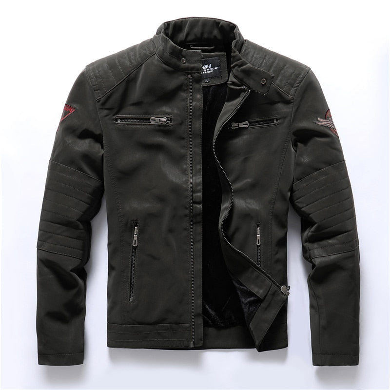 Winter Mens Bomber Jackets Casual Military Male Outwear Fleece Thick Warm Windbreaker Jacket Mens Pu Leather Baseball Coats