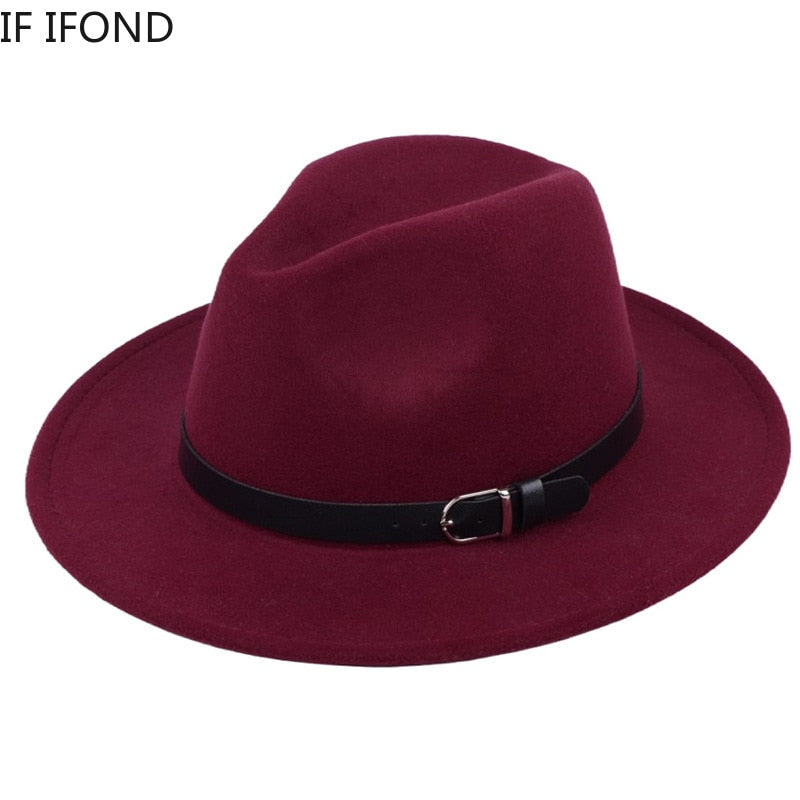 Classic British Fedora Hat Men Women Imitation Woolen Winter Felt Hats Fashion Jazz Hat Chapeau Wholesale