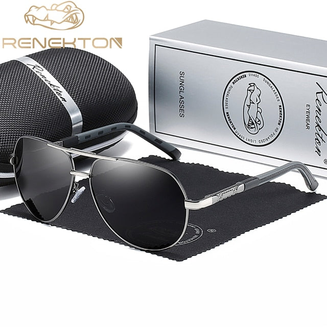 RENEKTON AluminumVintage Men's Sunglasses Men Polarized Coating Classic Sun Glasses Women Shade Male Driving Accessories Eyewear