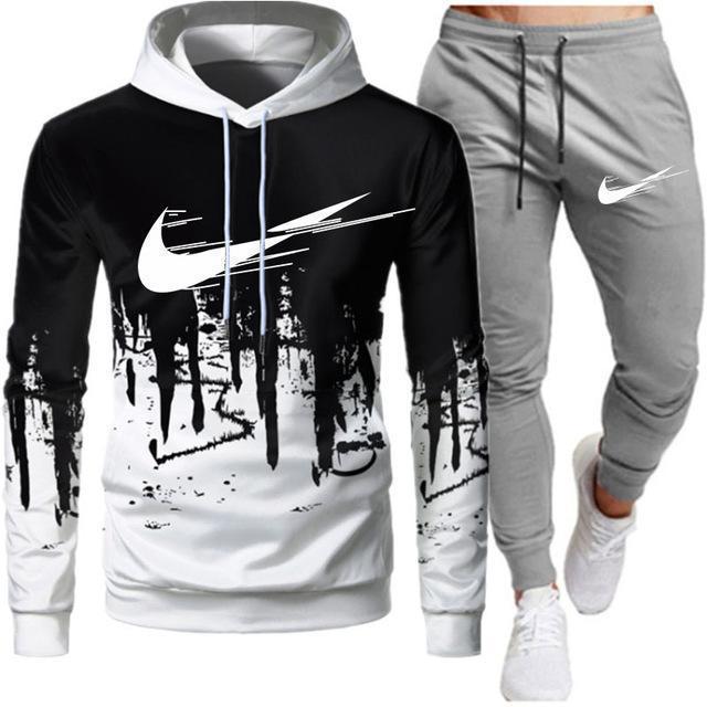 Tracksuit Men Sets Winter Hoodies Pants 2 Piece Set 2021 Running Hoody Mens Brand Sweatshirt Sport Joggers Sweatpants Suit Male