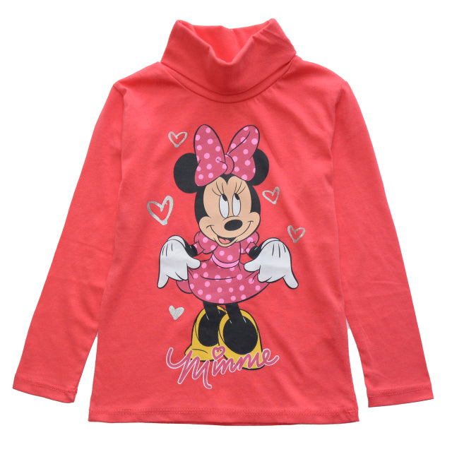 Disney Frozen Sofia Minnie Mouse Cotton For Girls Long Sleeved High Neck T Shirts Kids Singlets Caton Girls Winter Undershirt