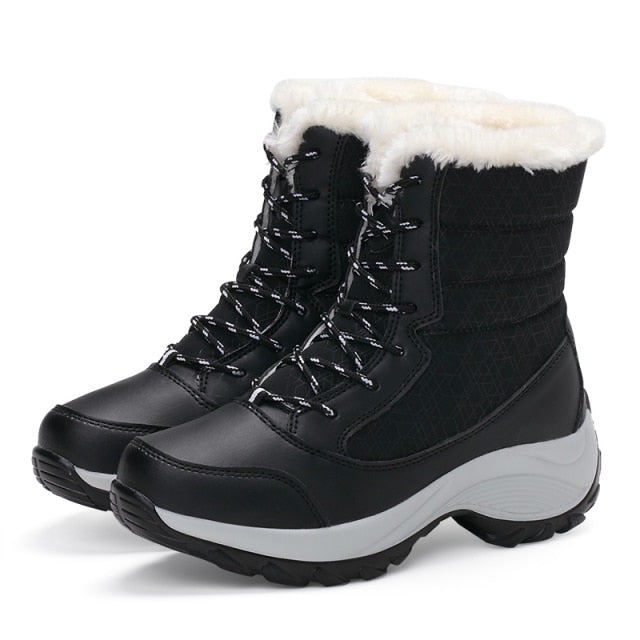 New Winter Women Boots High Quality Keep Warm Mid-Calf Snow Boots Women Lace-up Comfortable Ladies Boots Chaussures Femme