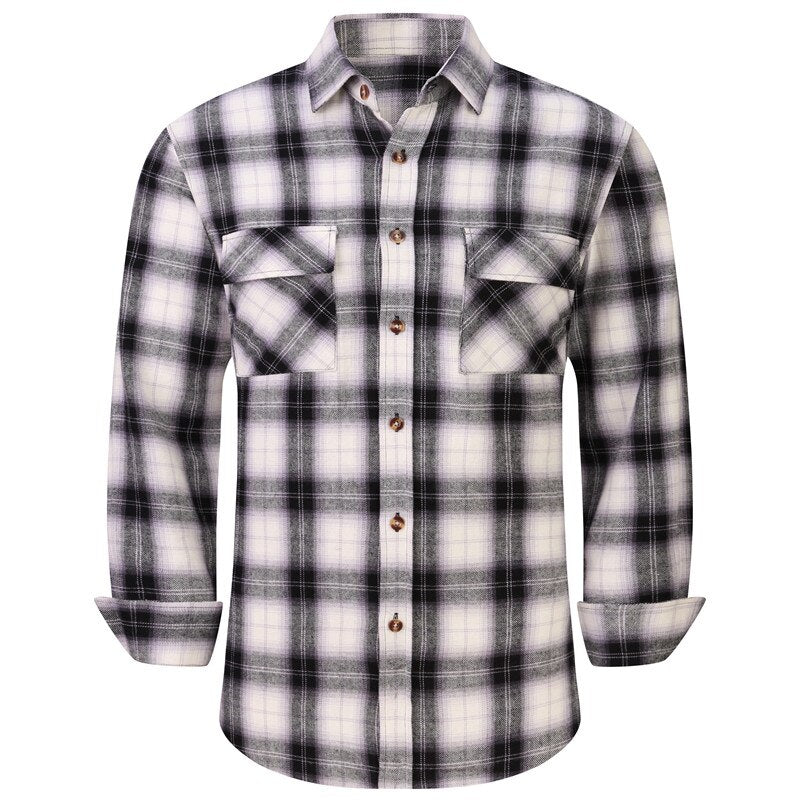 Men's Cotton Shirt Outdoor Work Logging Shirts Heavy Casual Button Shirt Jacket