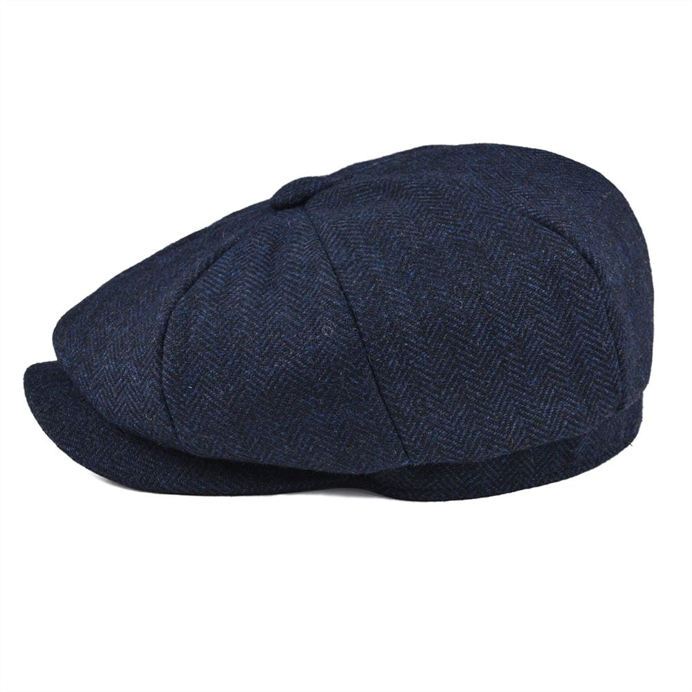 BOTVELA Wool Tweed Newsboy Cap Herringbone Men Women Gatsby Retro Hat Driver Flat Cap Black Brown Green Navy Blue Coffee 005