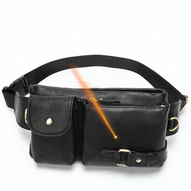 Genuine Leather Waist Packs Men Waist Bags Fanny Pack Belt Bag Phone Bags Travel Waist Pack