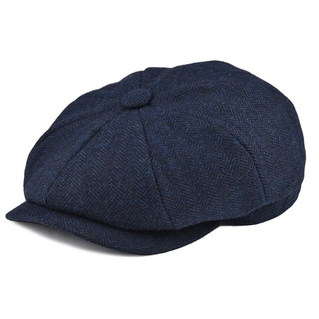 BOTVELA Wool Tweed Newsboy Cap Herringbone Men Women Gatsby Retro Hat Driver Flat Cap Black Brown Green Navy Blue Coffee 005