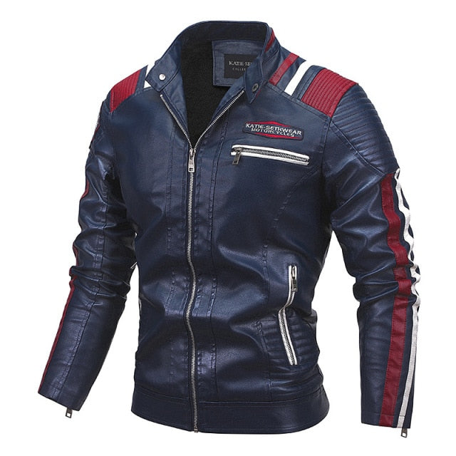 Men Winter New Causal Vintage Leather Jacket Coat Mens Autumn Zipper Design Motor Biker PU Leather Jacket Male Baseball Outwear