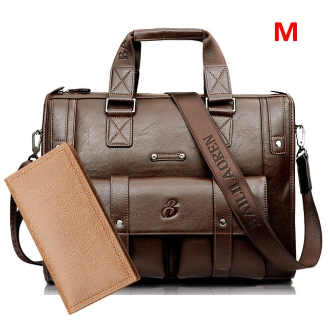 Men Leather Black Briefcase Business Handbag Messenger Bags Male Vintage Shoulder Bag Men's Large Laptop Travel Bags