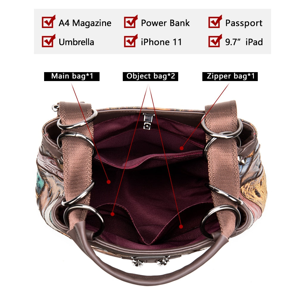 WESTAL Backpack for Women Genuine Leather Backpack Women Handbags Girls Travel Patchwork Female Backpacks For School Laptop 7420