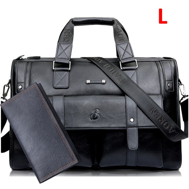 Men Leather Black Briefcase Business Handbag Messenger Bags Male Vintage Shoulder Bag Men's Large Laptop Travel Bags