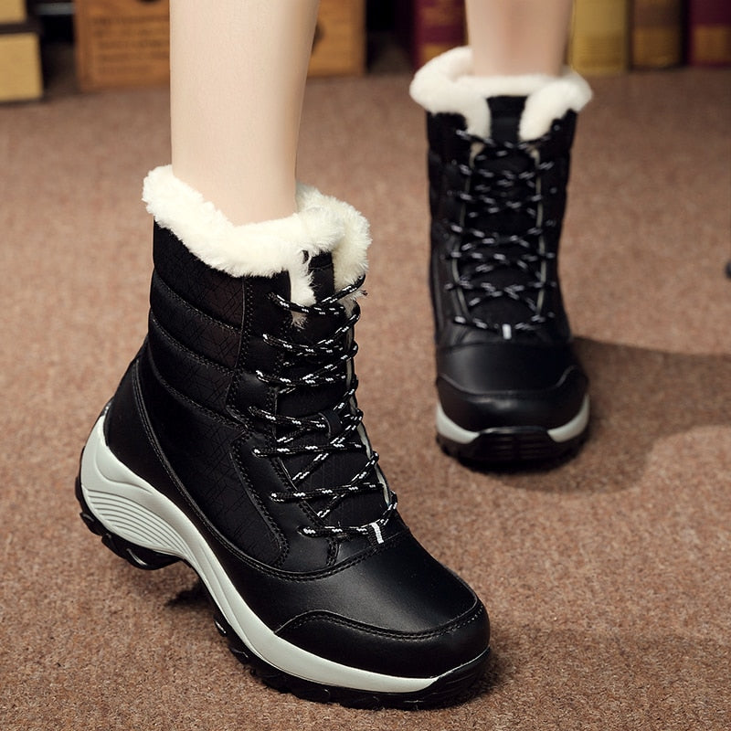 New Winter Women Boots High Quality Keep Warm Mid-Calf Snow Boots Women Lace-up Comfortable Ladies Boots Chaussures Femme