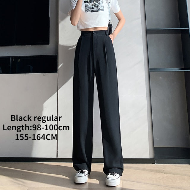 Casual High Waist Loose Wide Leg Pants for Women Spring Autumn New Female Floor-Length White Suits Pants Ladies Long Trousers