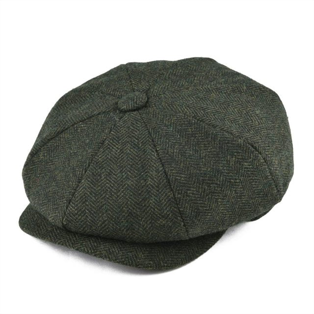 BOTVELA Wool Tweed Newsboy Cap Herringbone Men Women Gatsby Retro Hat Driver Flat Cap Black Brown Green Navy Blue Coffee 005