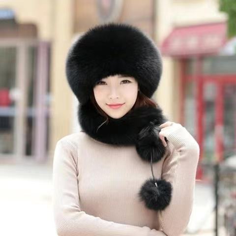 Women's Winter Hat 2021 Faux Fox Fur Bomber Hats Outdoor Windproof Leifeng Hats Warm Ear Protection Russian Snow Hat Ski Cap