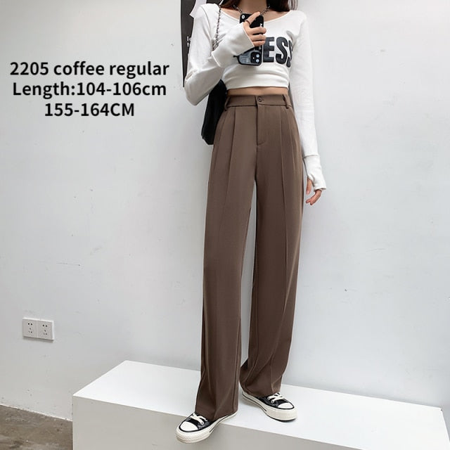 Casual High Waist Loose Wide Leg Pants for Women Spring Autumn New Female Floor-Length White Suits Pants Ladies Long Trousers