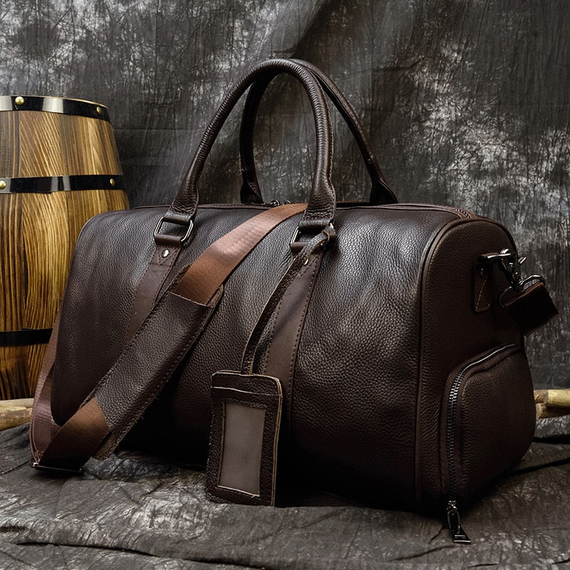 Genuine Leather Men Travel Bag Hand Luggage Bags Travel Shoulder Bag