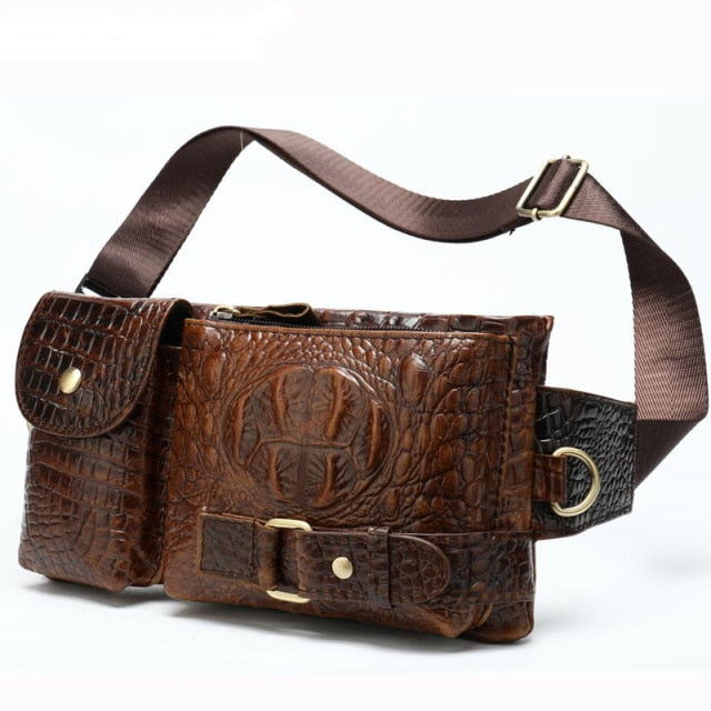 Genuine Leather Waist Packs Men Waist Bags Fanny Pack Belt Bag Phone Bags Travel Waist Pack