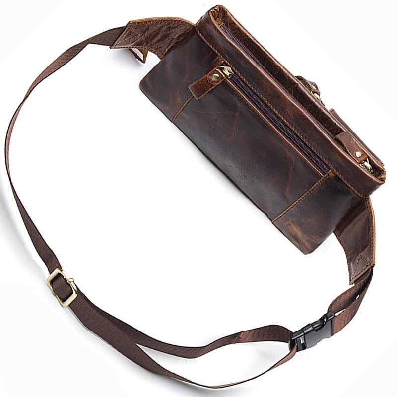 Genuine Leather Waist Packs Men Waist Bags Fanny Pack Belt Bag Phone Bags Travel Waist Pack