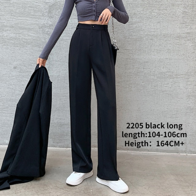 Casual High Waist Loose Wide Leg Pants for Women Spring Autumn New Female Floor-Length White Suits Pants Ladies Long Trousers