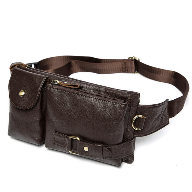 Genuine Leather Waist Packs Men Waist Bags Fanny Pack Belt Bag Phone Bags Travel Waist Pack