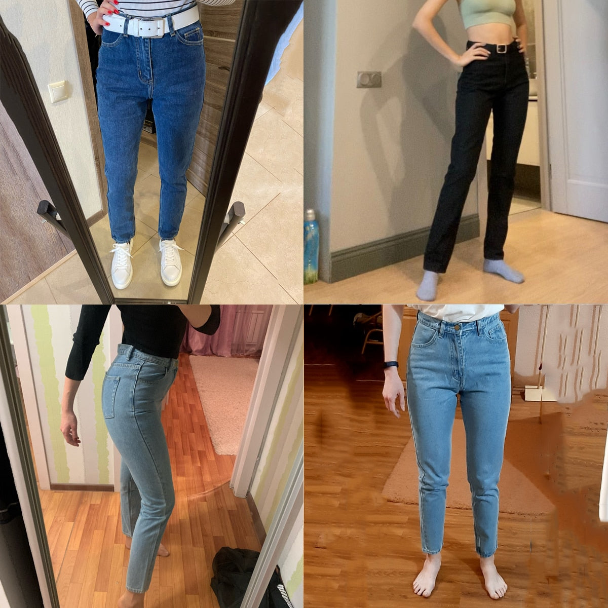 Wixra Basic Jeans Soft Pants Harem Female Straight All Match High Waist Femme Long Denim Pants For Women Plus Size