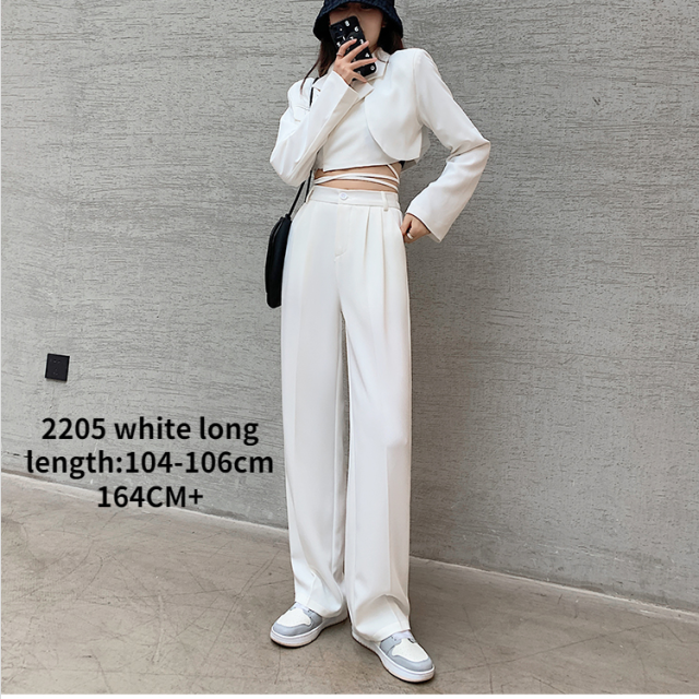 Casual High Waist Loose Wide Leg Pants for Women Spring Autumn New Female Floor-Length White Suits Pants Ladies Long Trousers