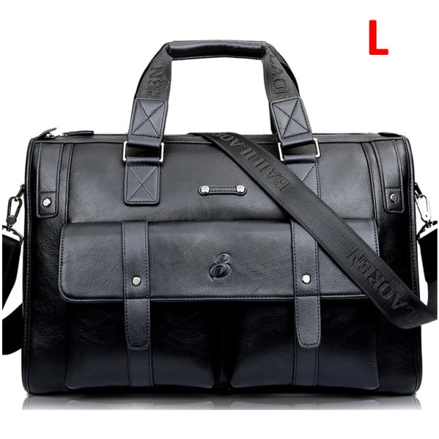 Men Leather Black Briefcase Business Handbag Messenger Bags Male Vintage Shoulder Bag Men's Large Laptop Travel Bags