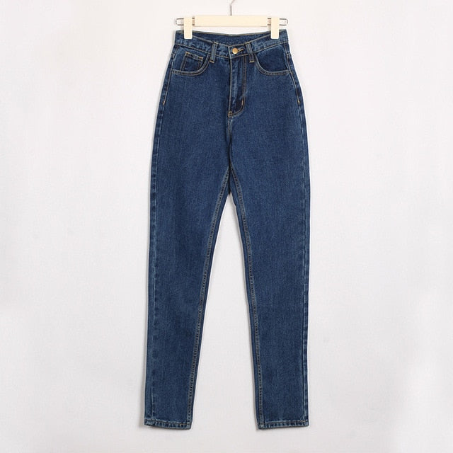 Wixra Basic Jeans Soft Pants Harem Female Straight All Match High Waist Femme Long Denim Pants For Women Plus Size