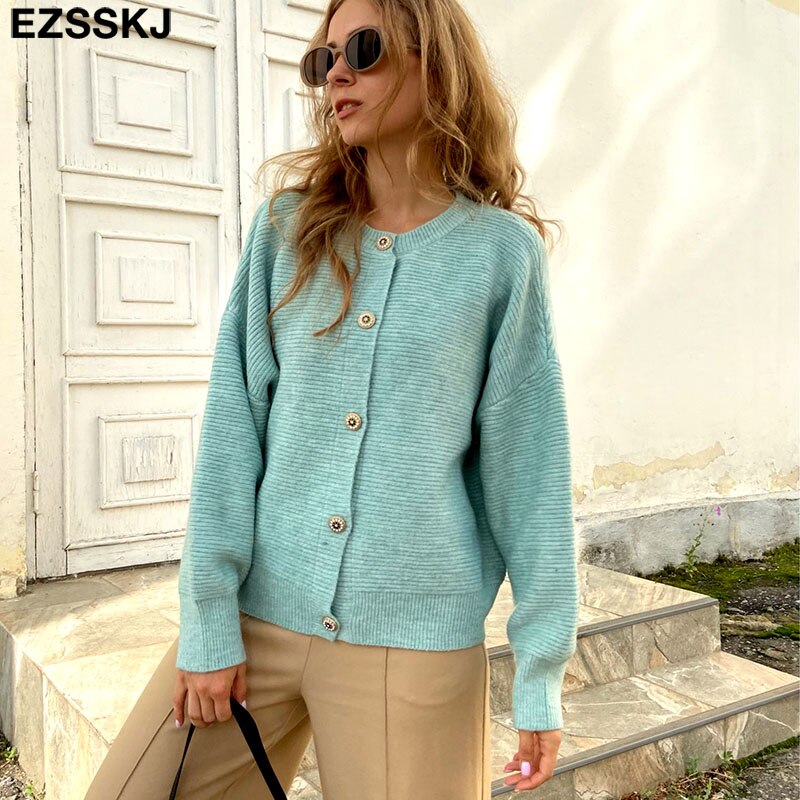lantern Thick cashmere O-NECK Sweater Cardigans Women Autumn winter Casual long Sleeve Sweater For women Female Chic Jumpers