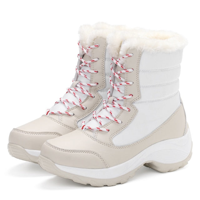 New Winter Women Boots High Quality Keep Warm Mid-Calf Snow Boots Women Lace-up Comfortable Ladies Boots Chaussures Femme