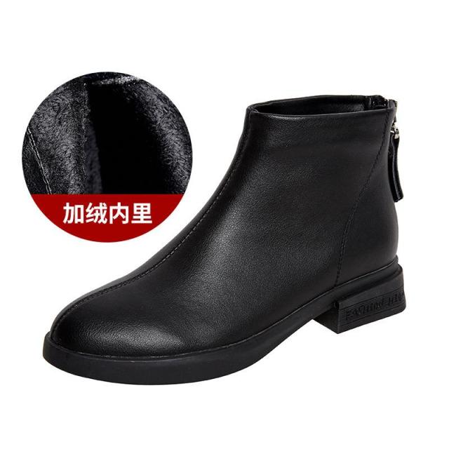 Fujin Genuine Leather Cow Women Ankle Boots Warm Fur Waterproof Slip on Super Comfortable Booties Autumn Winter Shoes Non Slip