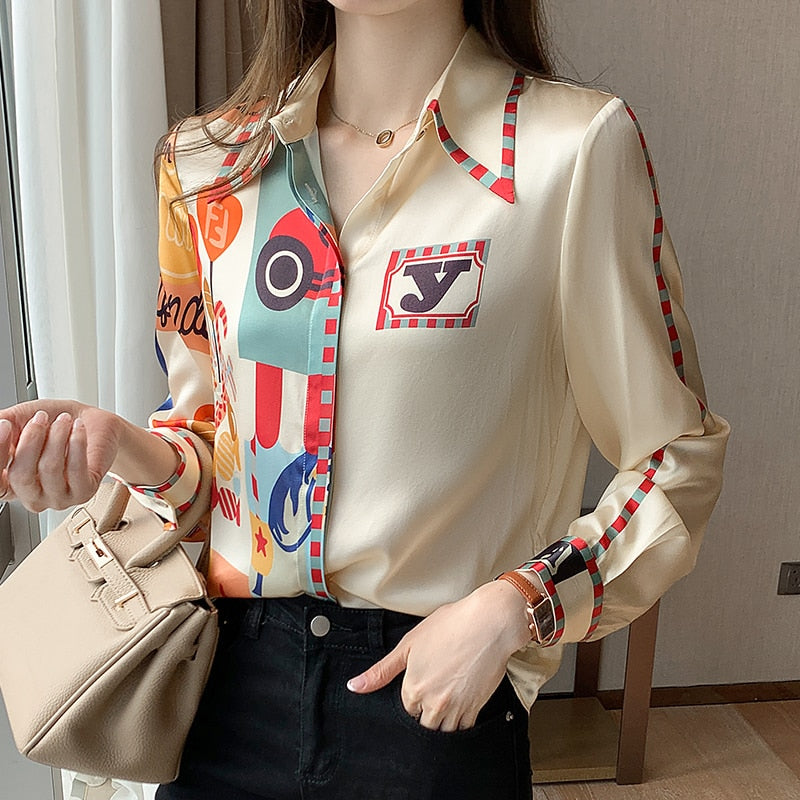 Fashion OL shirts Women's blouses  2021 Summer Spring casual loose long sleeve