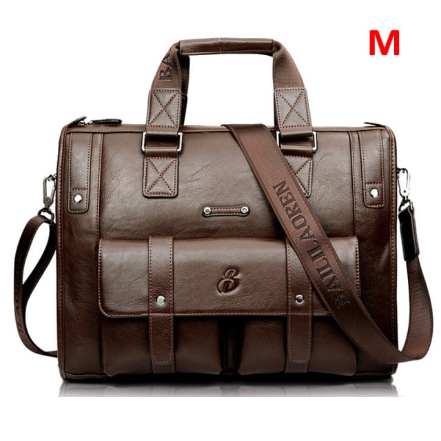 Men Leather Black Briefcase Business Handbag Messenger Bags Male Vintage Shoulder Bag Men's Large Laptop Travel Bags