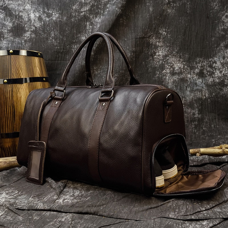 Genuine Leather Men Travel Bag Hand Luggage Bags Travel Shoulder Bag